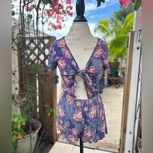 Floral Tie-Front Romper